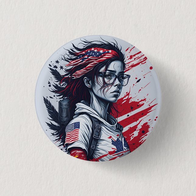 american fan 7 3 cm round badge (Front)