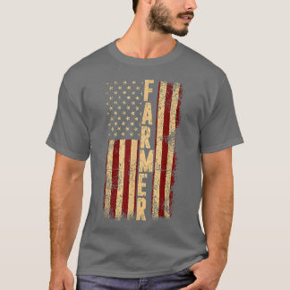 American Farmer Farming Farm USA America Flag  T-Shirt