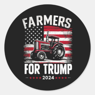 American Farmers For Trump Election Usa Flag Classic Round Sticker