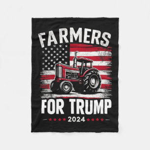 American Farmers For Trump Election Usa Flag  Fleece Blanket