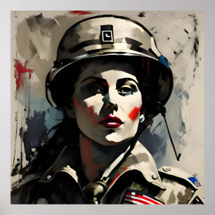 AMERICAN FEMALE SOLDIER POSTER