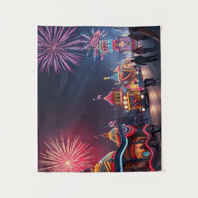 American Festive 4th of July Celebration Fireworks Tapestry (Front)