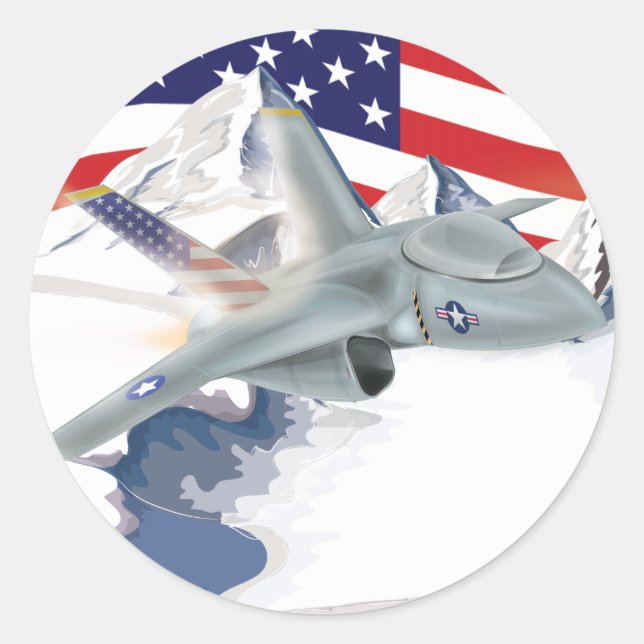 American fighter Jet Classic Round Sticker (Front)