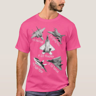 American Fighters Jets F22 Raptor F14 omcat Plane T-Shirt