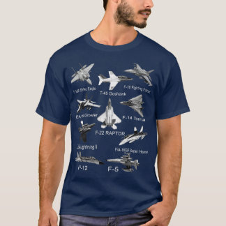 American Fighters Jets F22 Raptor F14 Tomcat Plane T-Shirt