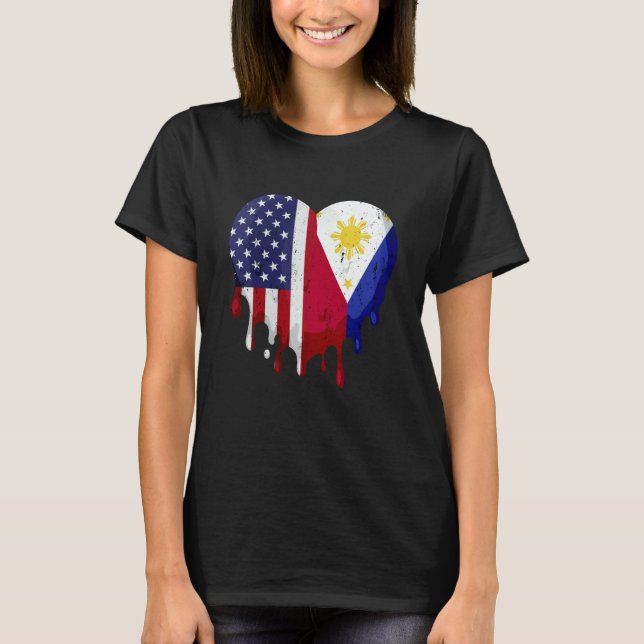American Filipino Heritage Month Philippines Flag  T-Shirt (Front)