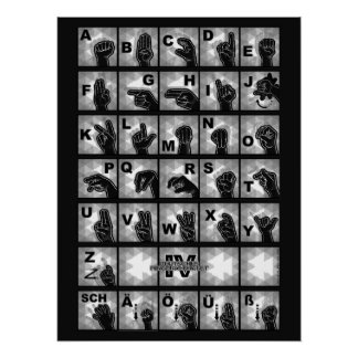 American Finger Alphabet 4 - black / Poster