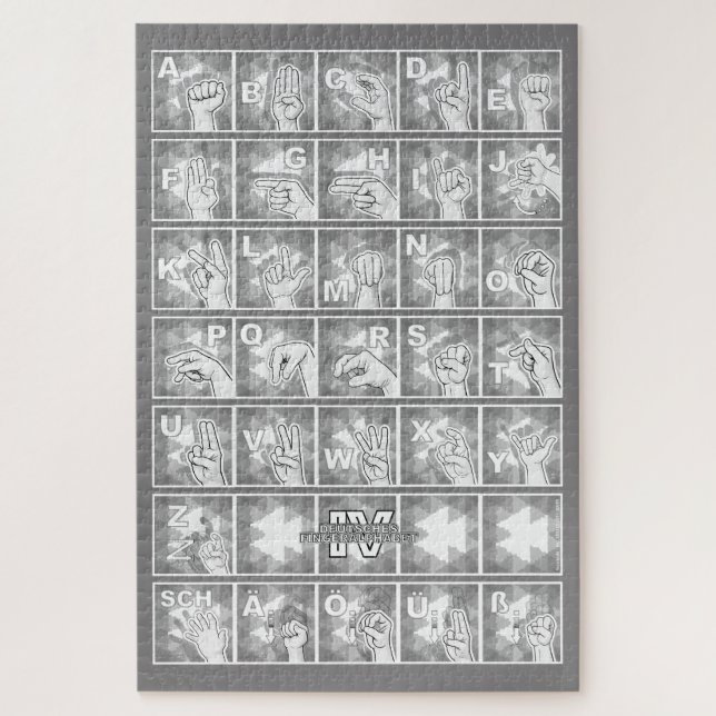 American Finger Alphabet 4 - gray / Jigsaw Puzzle (Vertical)