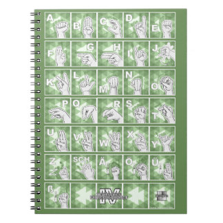 American Finger Alphabet 4 - green / Notebook