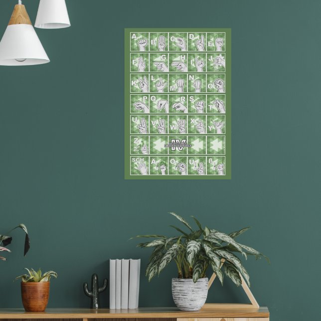 American Finger Alphabet 4 - green / Poster (Living Room 1)