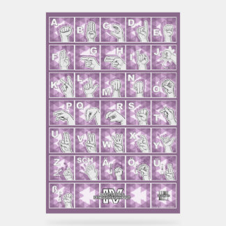 American Finger Alphabet 4 - lavender gray / Acrylic Sign