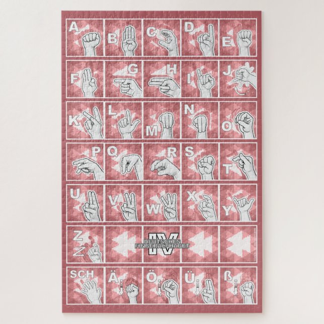 American Finger Alphabet 4 - red / Jigsaw Puzzle (Vertical)