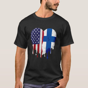 American Finnish Heritage Month Finland Flag Heart T-Shirt