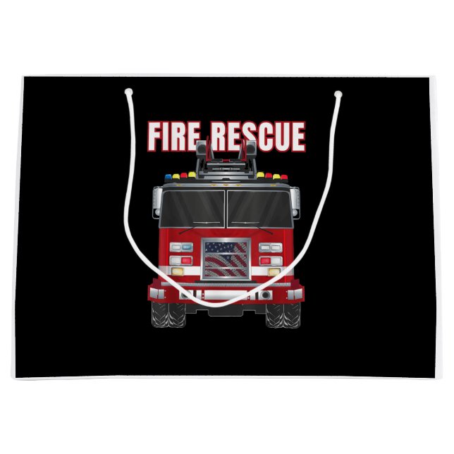 American Fire Rescue Firefighter Department Truck Large Gift Bag (Front)