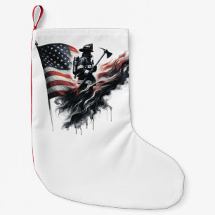 American firefighter.Flag of the United States. Small Christmas Stocking