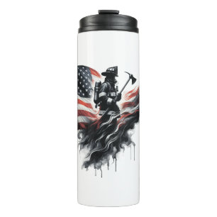  American firefighter.Flag of the United States. Thermal Tumbler