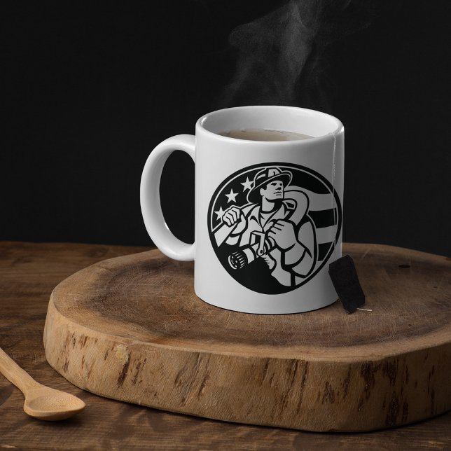 American Firefighter Hero Bold Black And White  Coffee Mug (Creator Uploaded)