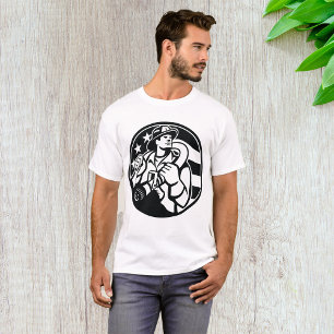 American Firefighter Hero Bold Black And White  T-Shirt