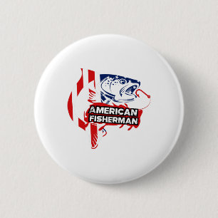 American fisherman 6 cm round badge