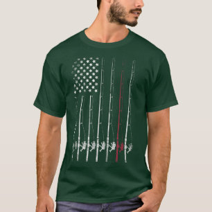 American Fisherman Flag Fishing Lover Fishing Rod  T-Shirt