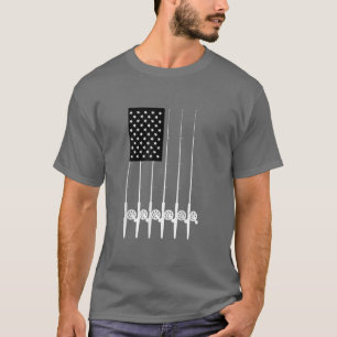 American fishing pole flag fishing gear T-Shirt