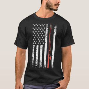 American Fishing Rod Flag Fisherman T-Shirt