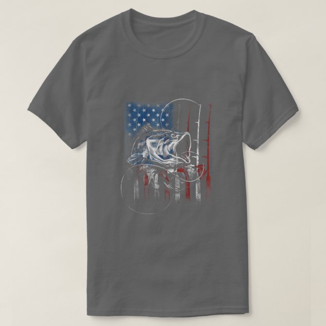 American Fishing Rod Flag Fisherman Us12  T-Shirt (Design Front)