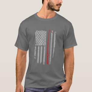American Fishing Rod Flag Fisherman Us27  T-Shirt