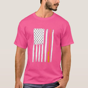 American Fishing Rod Flag Fisherman Us 19  T-Shirt