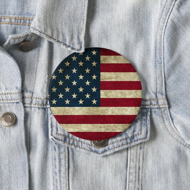 American Flag 10 Cm Round Badge (In Situ)