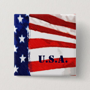American Flag 15 Cm Square Badge
