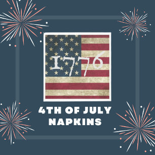 American Flag 1776 Fourth Of July Party Napkin