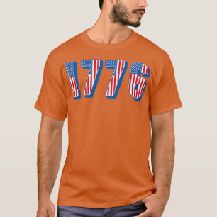 American Flag 1776 Text T-Shirt