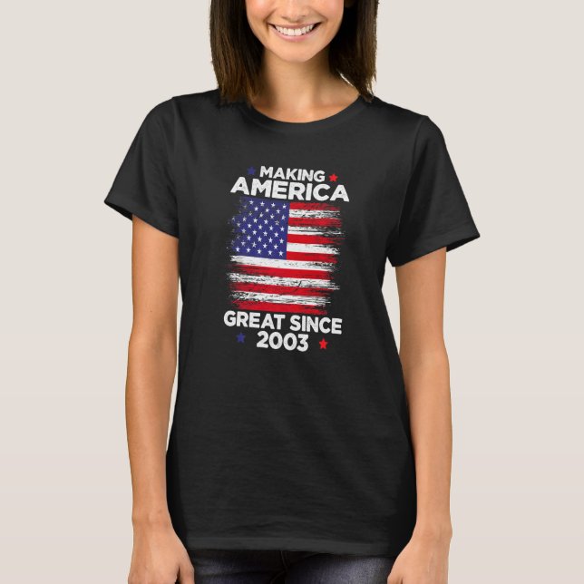 American Flag 19th Birthday Awesome Since 2003 19  T-Shirt (Front)