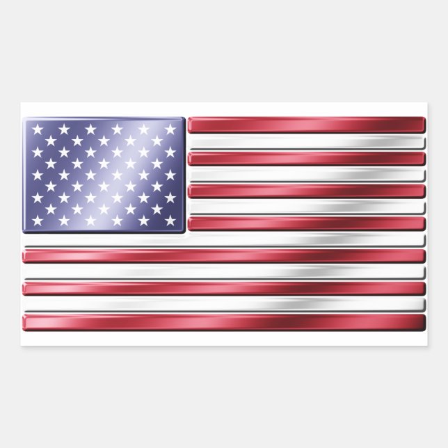 American Flag 2 - USA - Metallic Rectangular Sticker (Front)