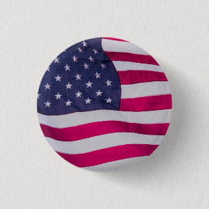 American Flag 3 Cm Round Badge