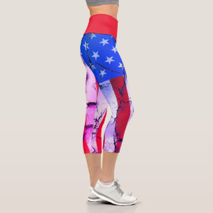 American Flag 4 Th Of July Celebration Capri Leggings