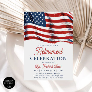  American Flag 4th of July Army Retirement Invitation
