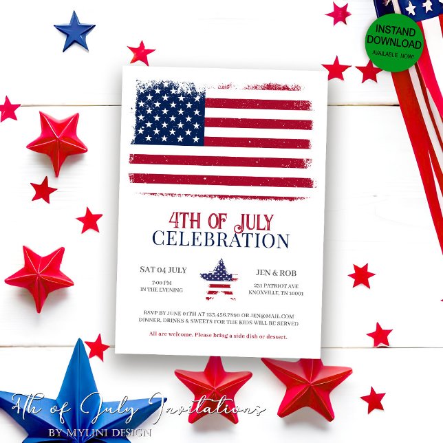 American Flag 4th of July Celebration Invitation (Creator Uploaded)