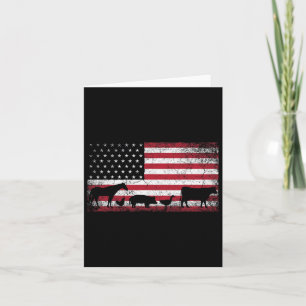 American Flag 4th Of July Chicken Horse Cow Pig Fa Card
