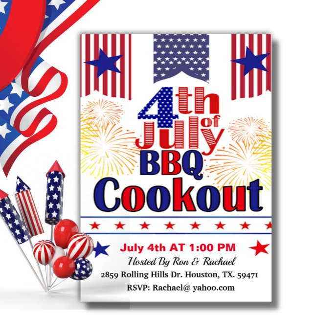 American Flag 4th Of July Cookout Barbecue Invitation (Creator Uploaded)
