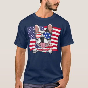 American Flag 4th of July French Bulldog Dad Mum D T-Shirt