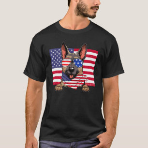 American Flag 4th of July German Shepherd Dad Mum T-Shirt