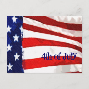 American Flag 4th of July Invitation Postcard