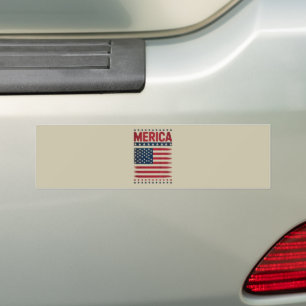 American Flag 4th of July Merica Bumper Sticker