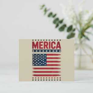American Flag 4th of July Merica Postcard