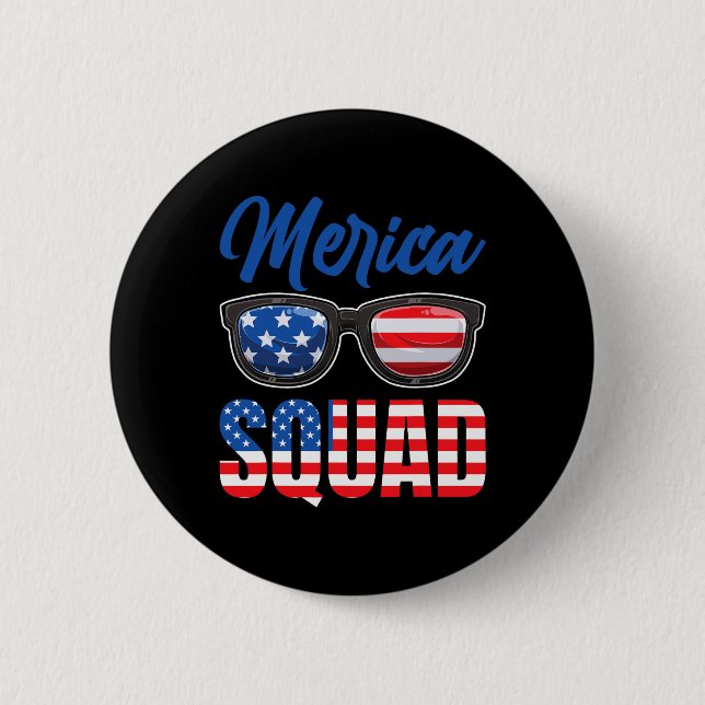 American Flag 4th Of July Merica Squad  6 Cm Round Badge (Front)
