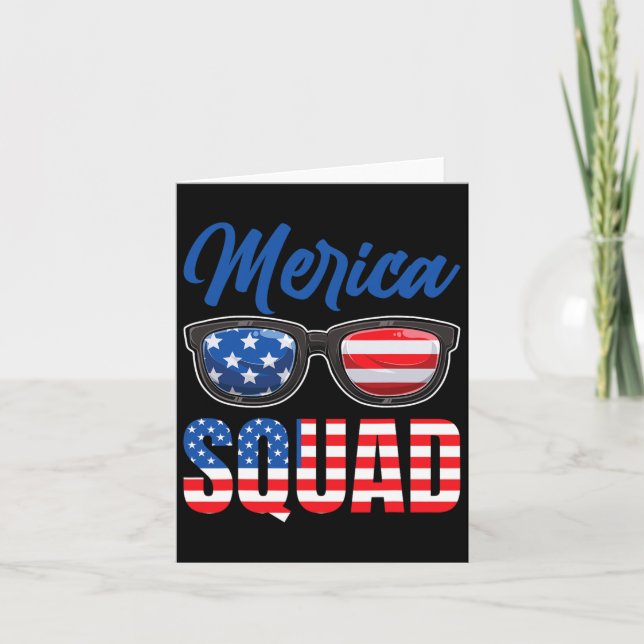American Flag 4th Of July Merica Squad  Card (Front)