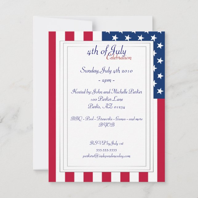 American Flag - 4th of July Party Invitations (Front)