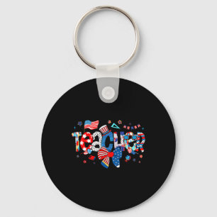 American Flag 4th Of July Patriotic Teacher Life M Key Ring